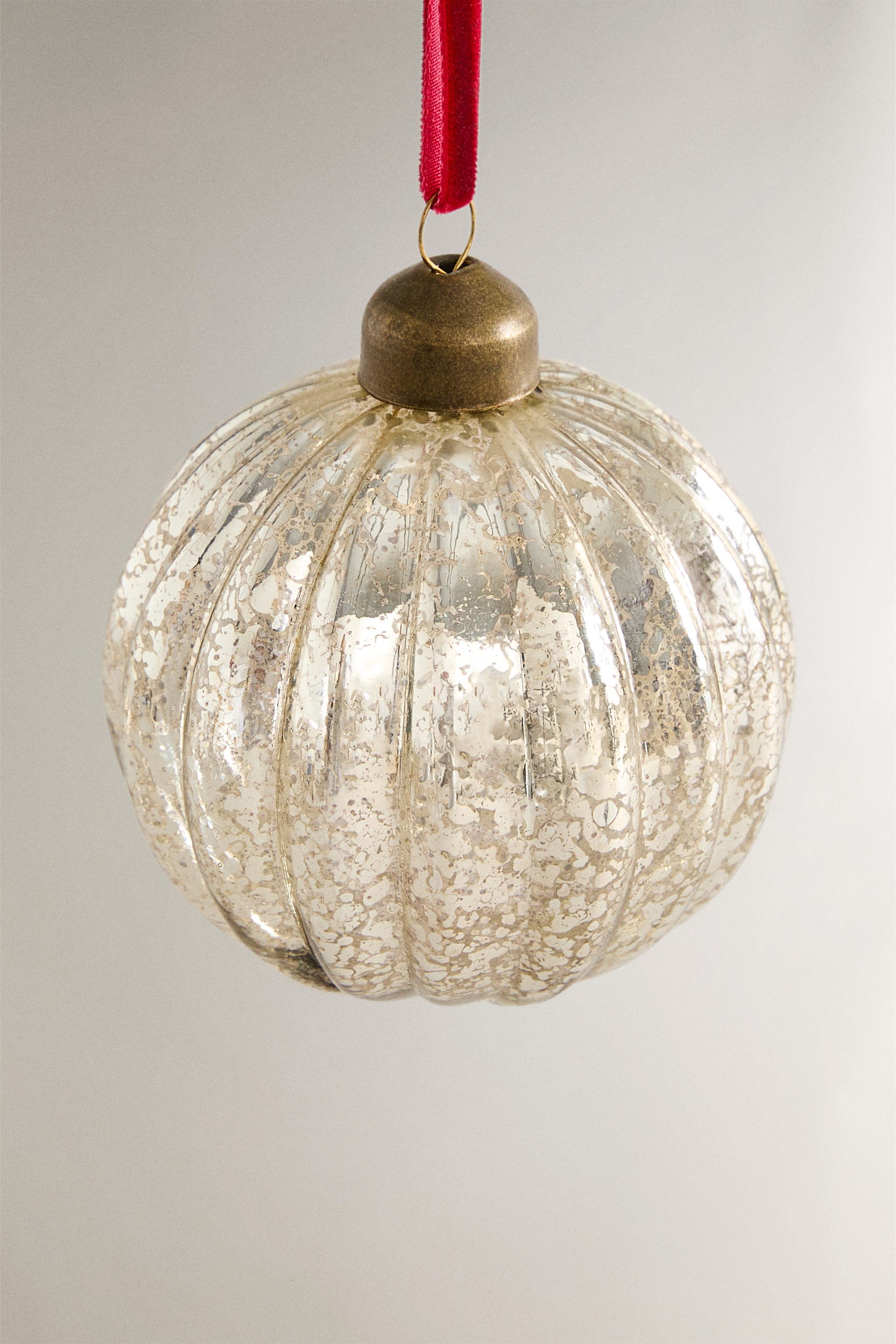 MERCURIZED STRIPED CHRISTMAS TREE BALL ORNAMENT